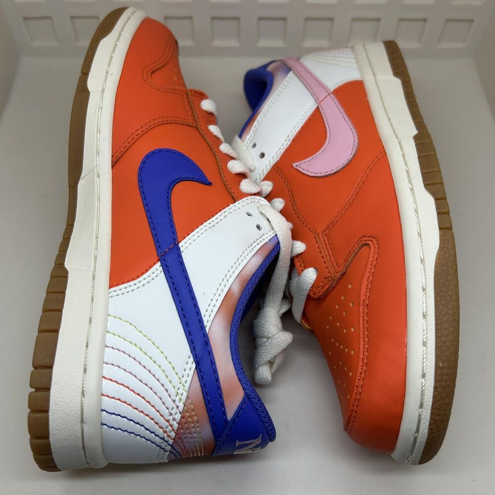 Nike Dunk Low SE Shoes Youth Size 4.5Y Safety Orange Soft Pink Gum GS FN0600-801 - Picture 4 of 9